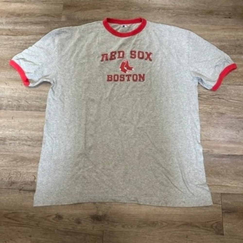 MLB Genuine Merchandise Boston Red Sox Ringer T-Shirt Mens 2XL Gray Red Logo